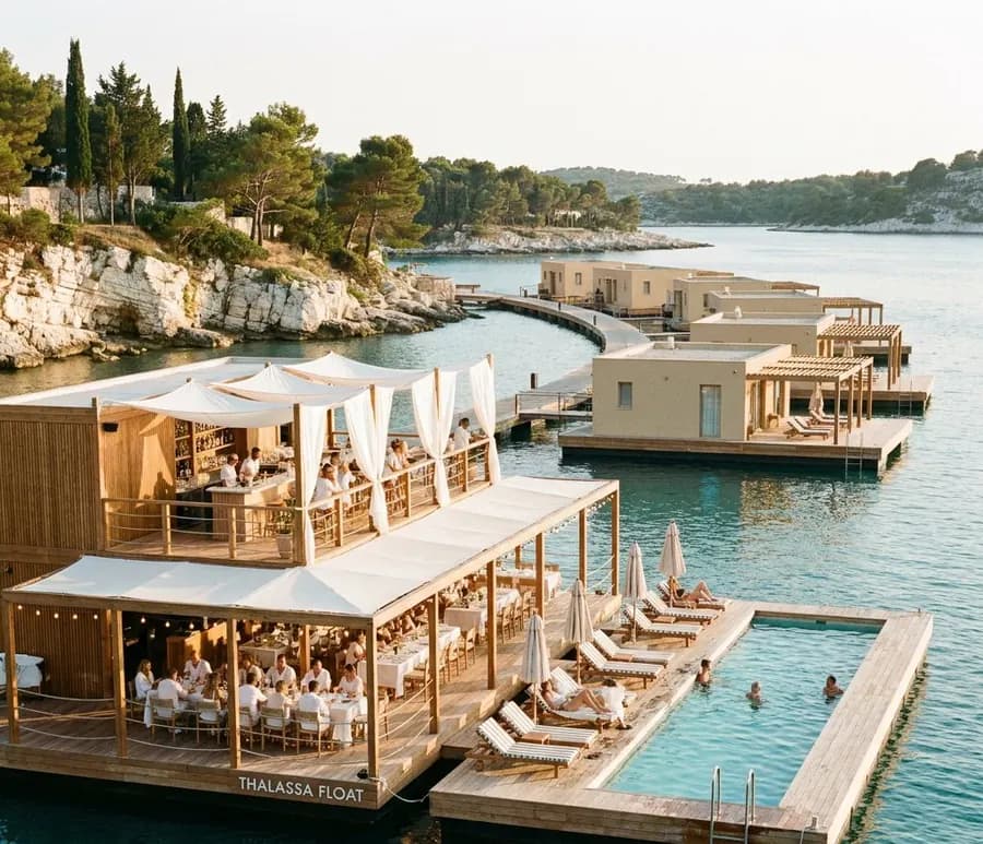 Poolfloß und Beach Club in der Mediterranean-Ausführung