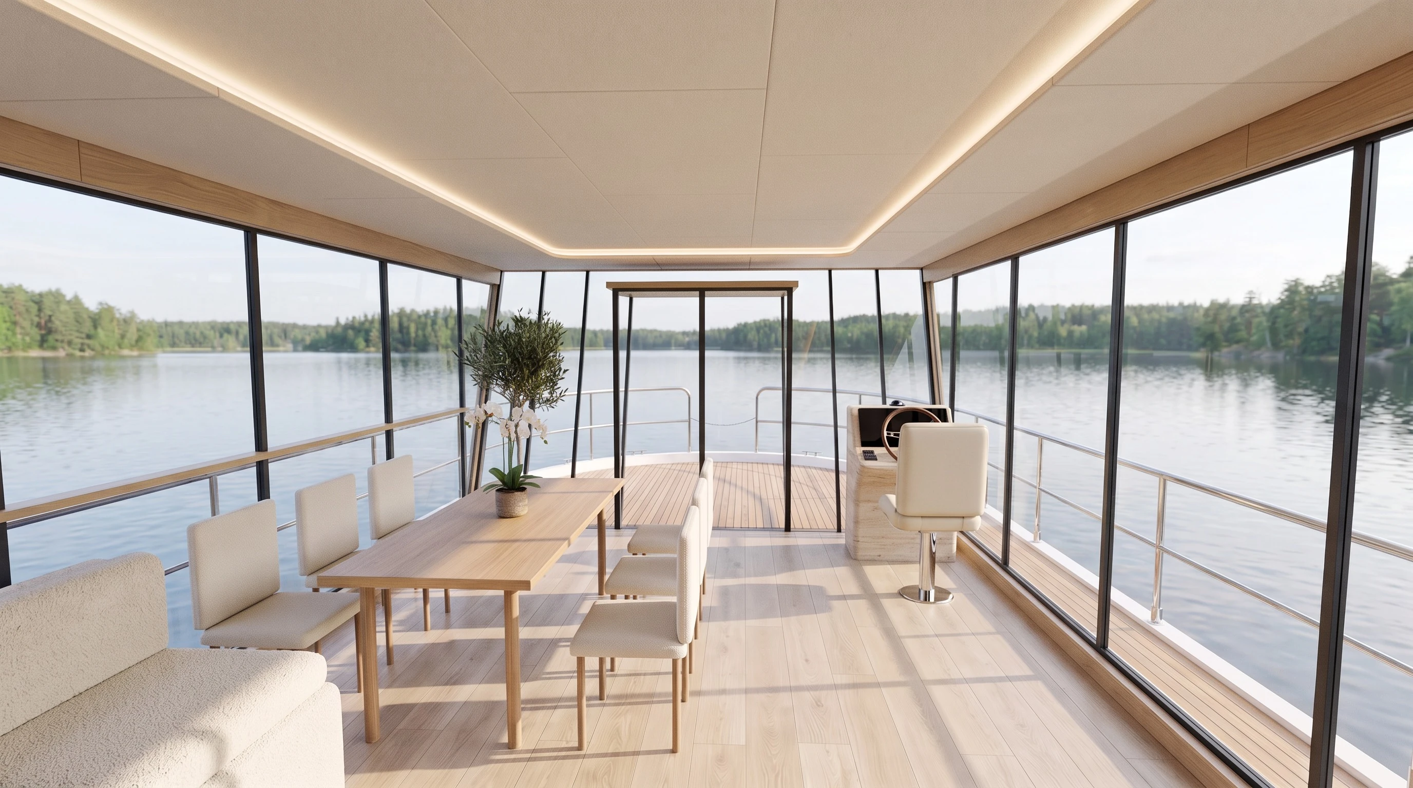 Nordic Sabre 49 — Mega — Puerta de proa y puesto de gobierno