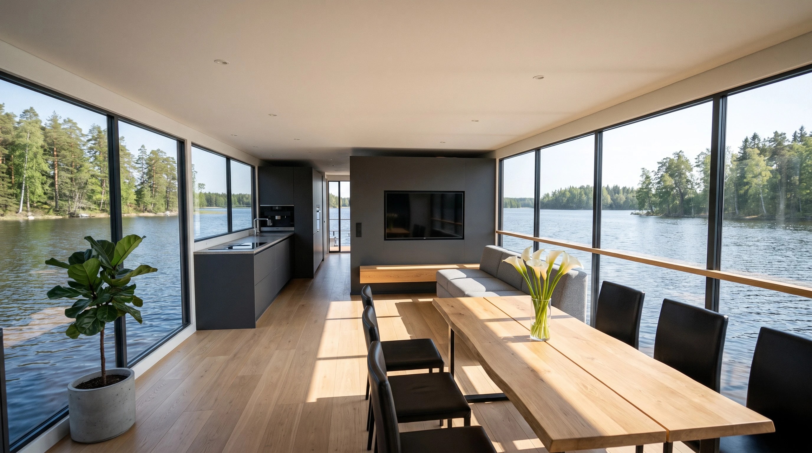 Nordic Sabre 49 — Modern — Salón y cocina abierta
