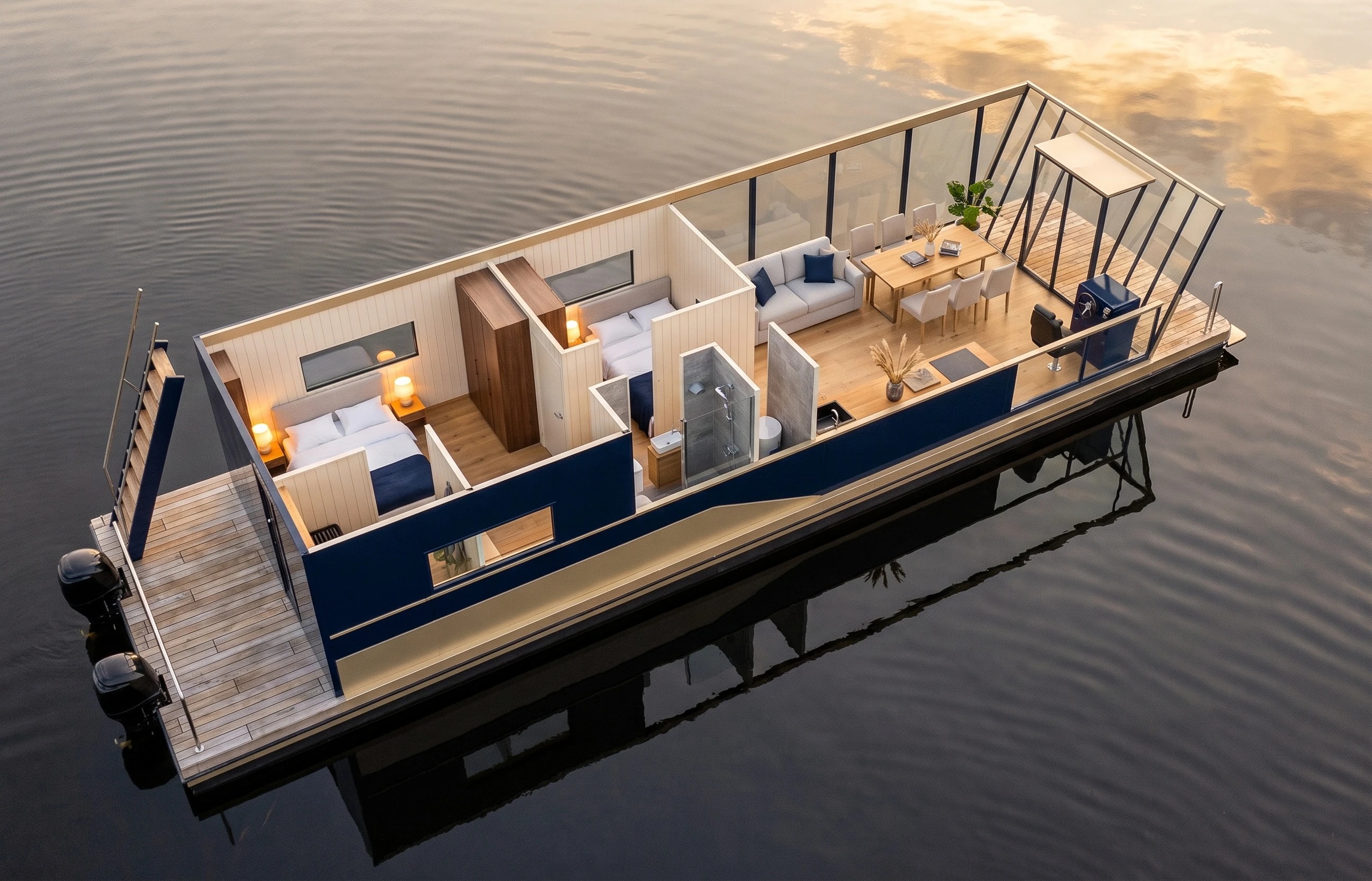 Nordic Sabre 49 — Opción B: suite del armador a popa